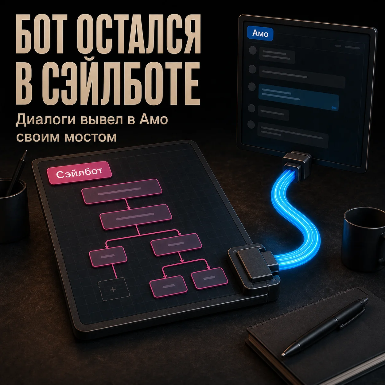 Рабочая воронка остается в Сэйлботе, диалоги передаются в Амо